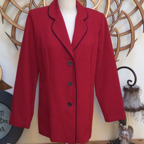 Gorgeous Alfred Dunner Red w Black Piping Jacket Sz 8 NWOT - Picture 2 of 6